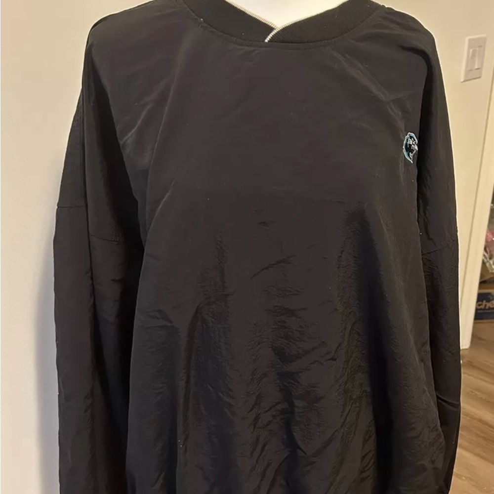 Antigua Black XXL Panthers Pullover NFL Football Ribbed Sleeve Tailgate Fall